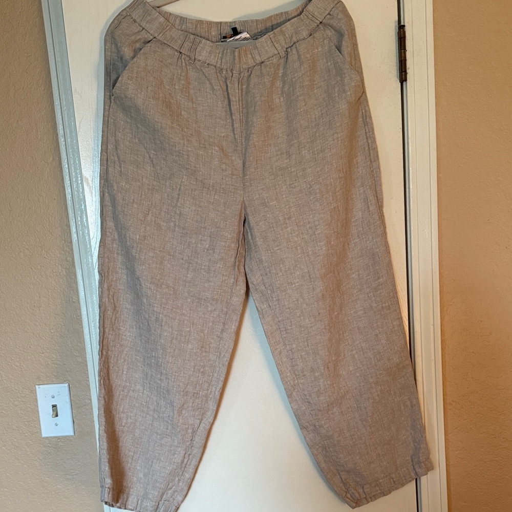 Quince Light Tan Linen Trousers